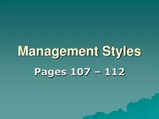 Management Styles