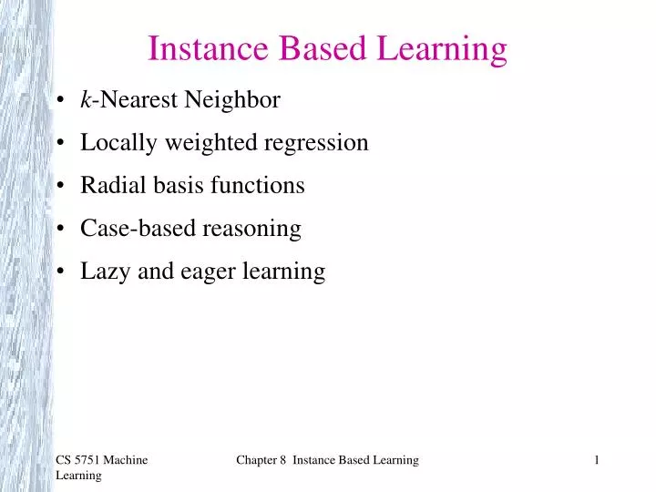 instance based learning