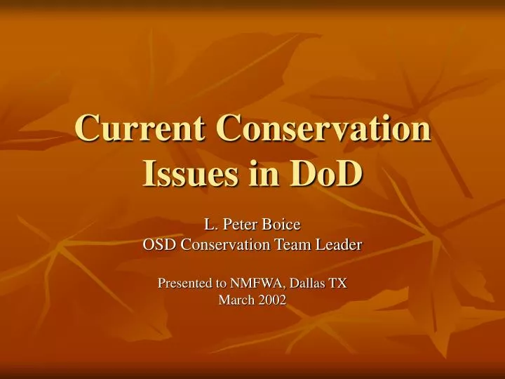 current conservation issues in dod