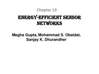 Energy-Efficient Sensor Networks
