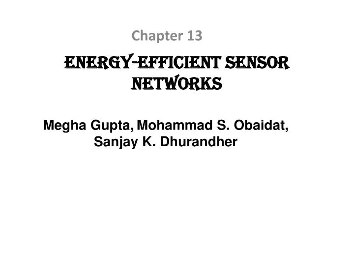 energy efficient sensor networks