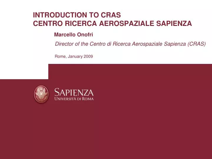 introduction to cras centro ricerca aerospaziale sapienza