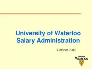 University of Waterloo Salary Administration
