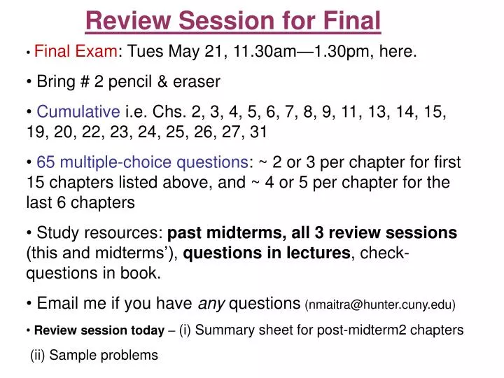 review session for final