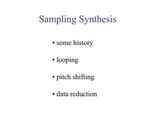 Sampling Synthesis