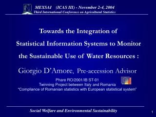 Towards the Integration of Statistical Information Systems to Monitor the Sustainable Use of Water Resources :