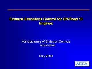 Exhaust Emissions Control for Off-Road SI Engines