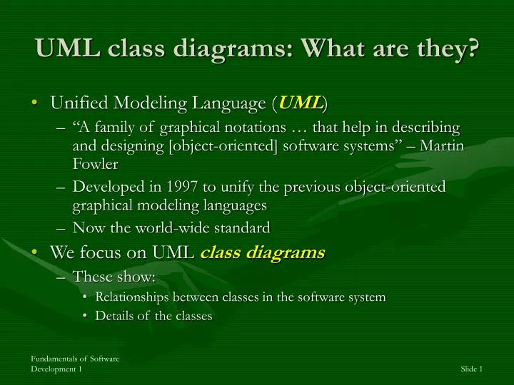 uml class diagrams what are they