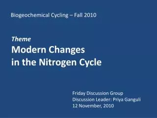 Biogeochemical Cycling – Fall 2010