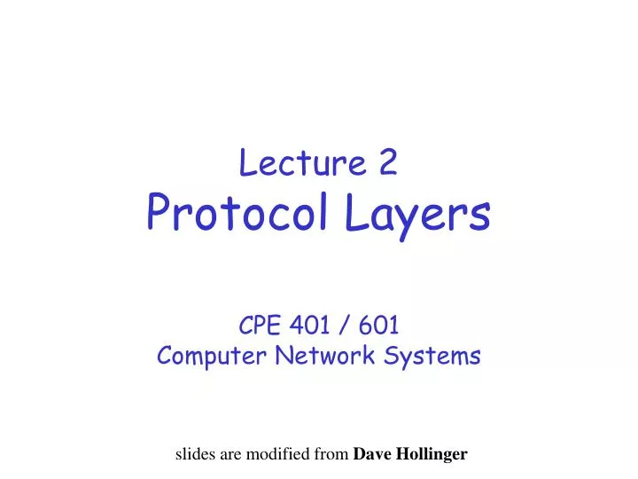 lecture 2 protocol layers