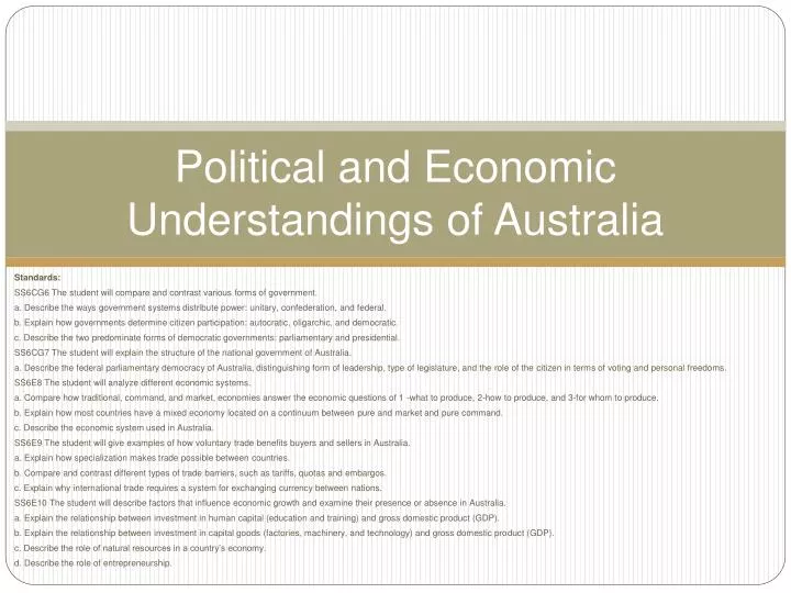 political and economic understandings of australia
