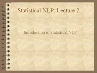 Statistical NLP: Lecture 2