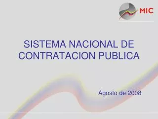 SISTEMA NACIONAL DE CONTRATACION PUBLICA