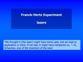 Franck-Hertz Experiment lasers
