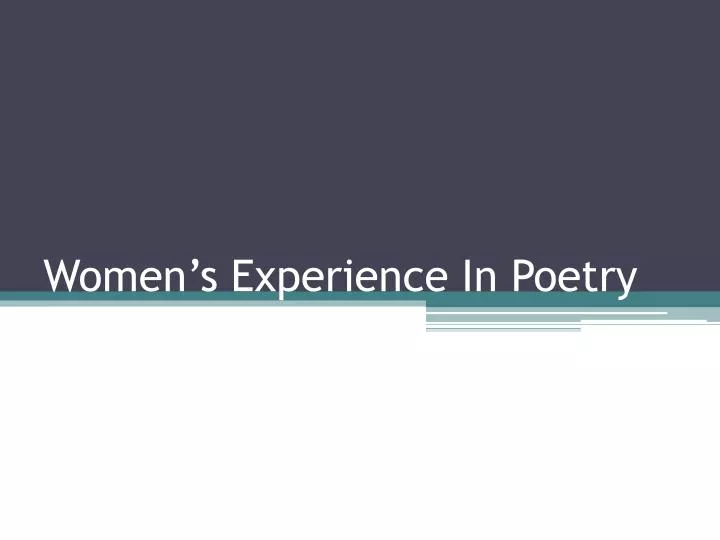 women s experience in poetry