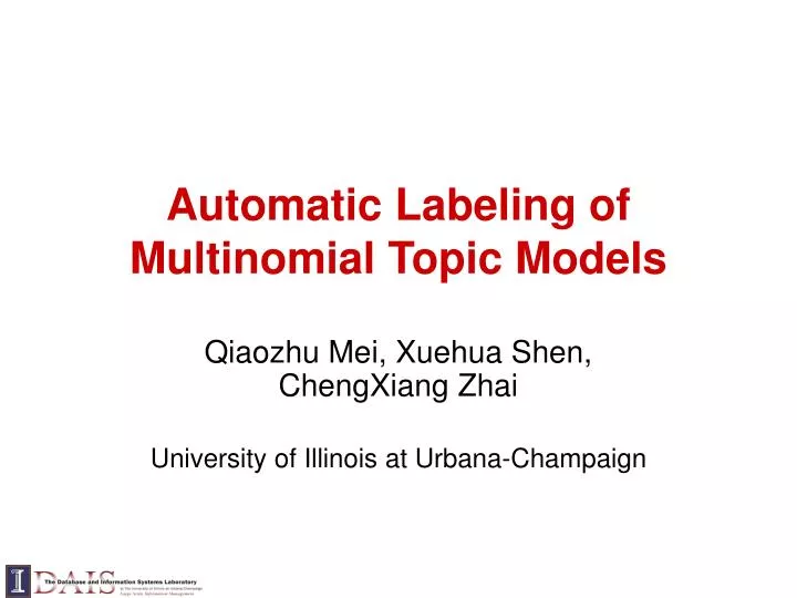 automatic labeling of multinomial topic models