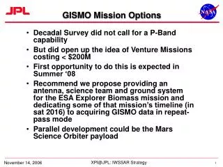 GISMO Mission Options