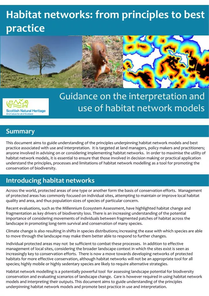 habitat networks from principles to best practice