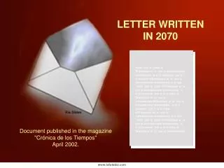 LETTER WRITTEN IN 2070