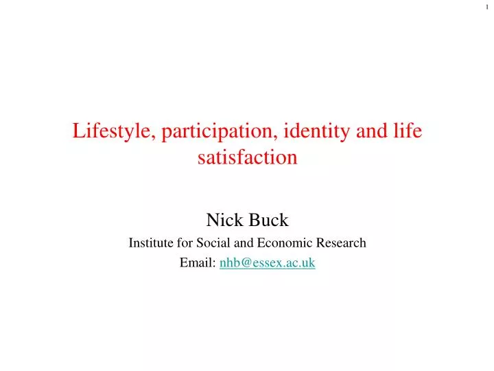 lifestyle participation identity and life satisfaction