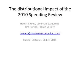 The distributional impact of the 2010 Spending Review