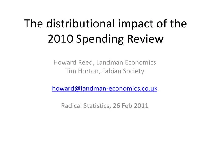 the distributional impact of the 2010 spending review