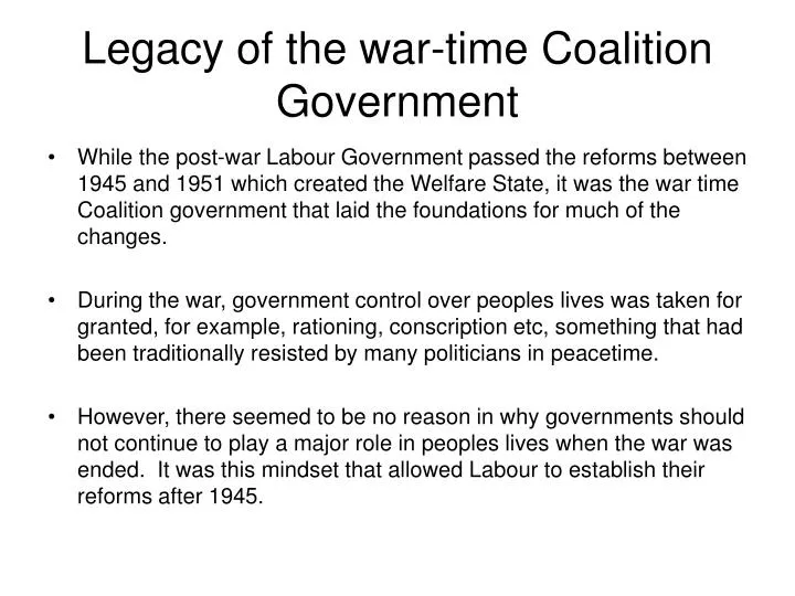legacy of the war time coalition government