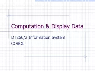 Computation &amp; Display Data