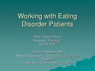 Working with Eating Disorder Patients