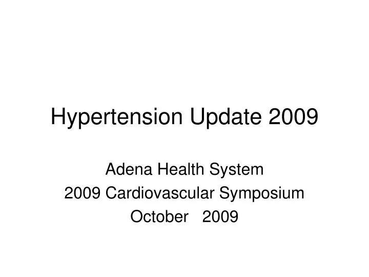 hypertension update 2009