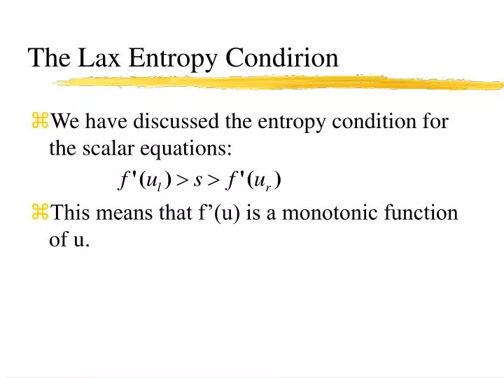 the lax entropy condirion
