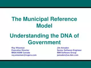 The Municipal Reference Model Understanding the DNA of Government