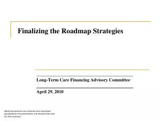 Finalizing the Roadmap Strategies