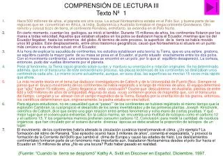 comprensi n de lectura iii texto n 1