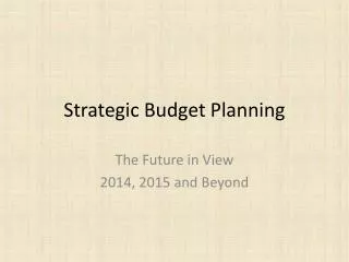 Strategic Budget Planning