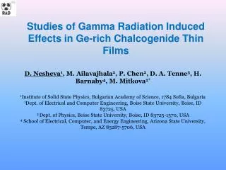 Studies of Gamma Radiation Induced Effects in Ge -rich Chalcogenide Thin Films