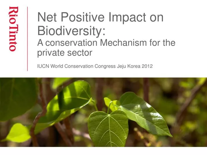 net positive impact on biodiversity a conservation mechanism for the private sector