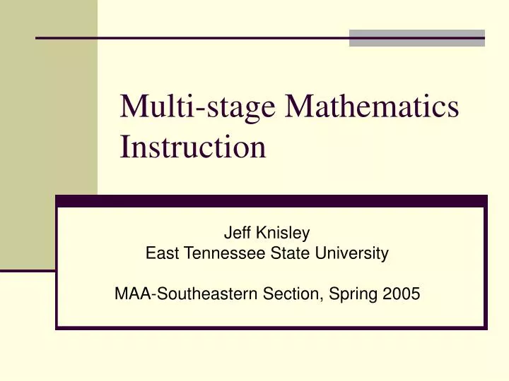 multi stage mathematics instruction