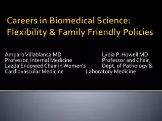 Careers in Biomedical Science: Flexibility &amp; Family Friendly Policies