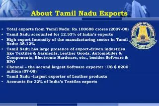 About Tamil Nadu Exports