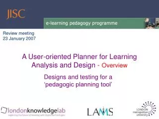 Designs and testing for a ‘pedagogic planning tool’