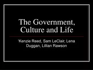 The Government, Culture and Life