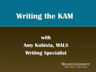 Writing the KAM