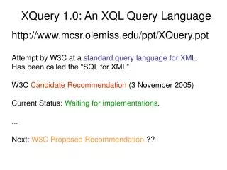XQuery 1.0: An XQL Query Language