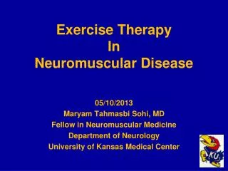 Exercise Therapy In Neuromuscular Disease