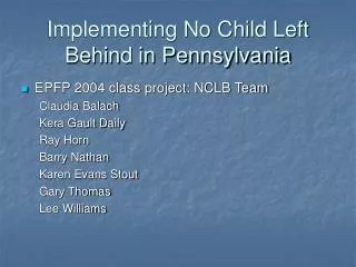 implementing no child left behind in pennsylvania