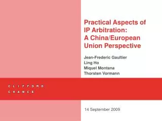 Practical Aspects of IP Arbitration: A China/European Union Perspective