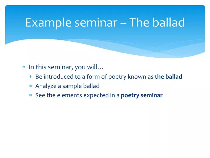 example seminar the ballad