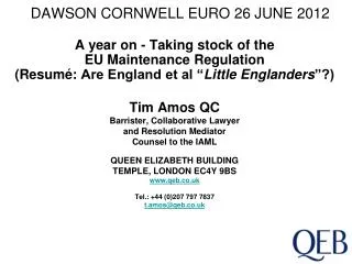 DAWSON CORNWELL EURO 26 JUNE 2012
