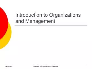 Introduction to Organizations and Management